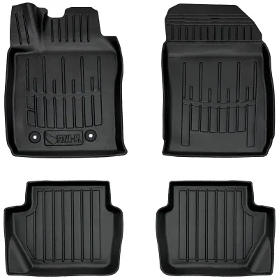 Dywaniki gumowe Ford Fiesta Mk7 USA (2010-2017) sedan, hatchback, wersja amerykańska, z wyjątkiem pojazdów z Europy (EU), odległość między stoperami w dywaniku kierowcy 23,5 cm.