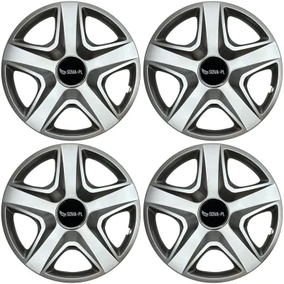 Kołpaki 14" zestaw 4 szt. mocne ABS srebrne + dekielki SOVA-PL - K202