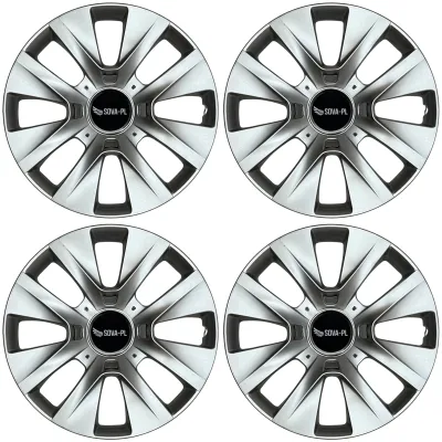 Kołpaki 14" zestaw 4 szt. mocne ABS srebrne + dekielki SOVA-PL - K225
